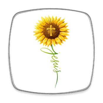 Inspirational Christian Sunflowers Jesus - Square fridge magnet - white - Front