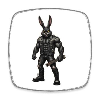 Heavy Metal Osterhase Rocker Ostern Hardcore Hase - Viereckiger Kühlschrankmagnet - Weiß - Vorne