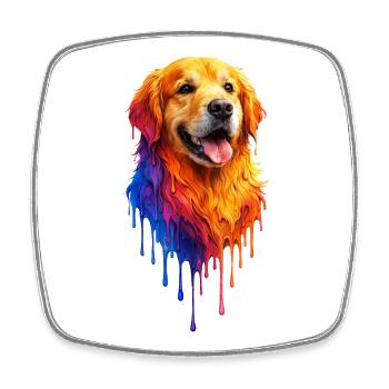 Golden Retriever in bright colors - Square fridge magnet - white - Front