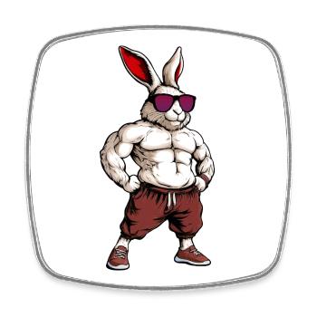 Sport Rabbit - Square fridge magnet - white - Front