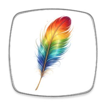 Colorful Feather Rainbow Boho Design - Square fridge magnet - white - Front