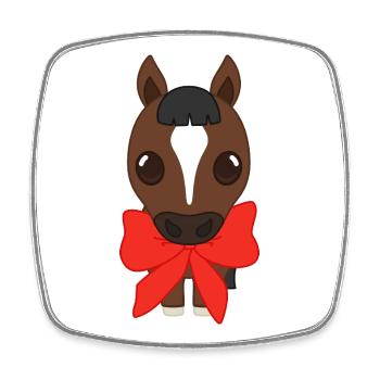 Pony mit rotem Band - Viereckiger Kühlschrankmagnet - Weiß - Vorne