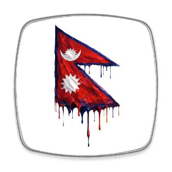 Nepal Flagge Tropfenkunst - Viereckiger Kühlschrankmagnet - Weiß - Vorne