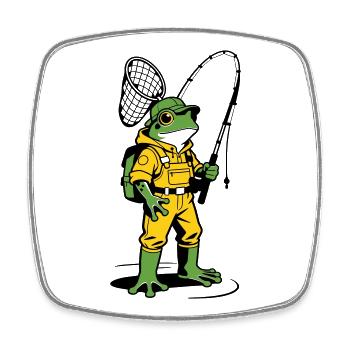 Frog Fisherman - Square fridge magnet - white - Front