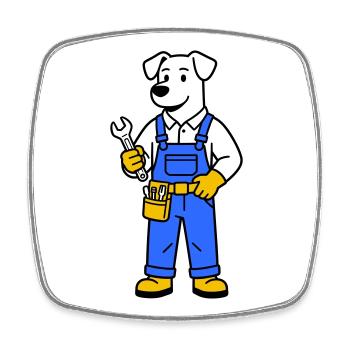 Plombier chien - Magnet carré - blanc - Devant