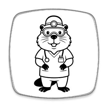 Médecin castor - Magnet carré - blanc - Devant