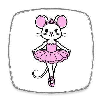 Ballerina-Maus - Viereckiger Kühlschrankmagnet - Weiß - Vorne