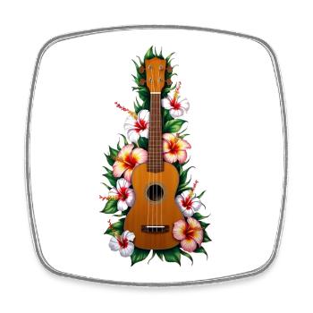Ukulele with hibiscus colorful - Square fridge magnet - white - Front