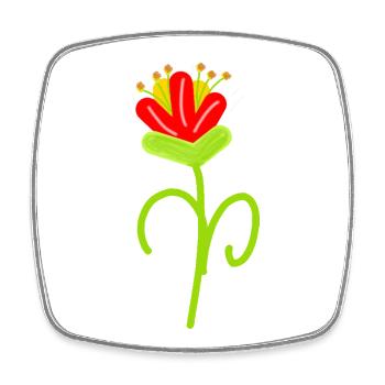 Playful Flower Drawing Flower Flowers - Square fridge magnet - white - Front