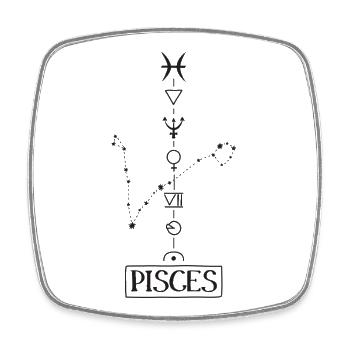 Pisces - Fische Sternzeichen - schwarz - Viereckiger Kühlschrankmagnet - Weiß - Vorne
