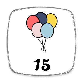 15. 15 ANS. 15e ANNIVERSAIRE. ANNIVERSAIRE 15 ANS. - Magnet carré - blanc - Devant