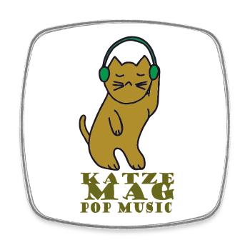 Katze mag pop music - Viereckiger Kühlschrankmagnet - Weiß - Vorne