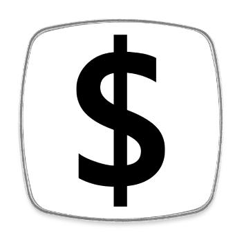 Dollar sign - Square fridge magnet - white - Front