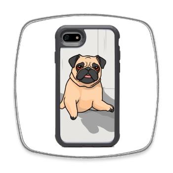 Pug Cartoon auf Smartphone-Hülle - Viereckiger Kühlschrankmagnet - Weiß - Vorne