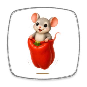 Course joyeuse de sacs de souris avec motif de paprika - Magnet carré - blanc - Devant