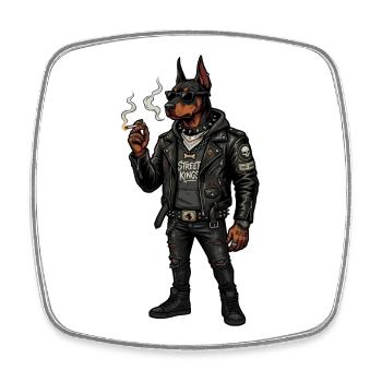 Doberman Rebel Street - Square fridge magnet - white - Front