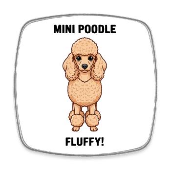Hund Zwergpudel Pudel Flauschiger Hund - Viereckiger Kühlschrankmagnet - Weiß - Vorne