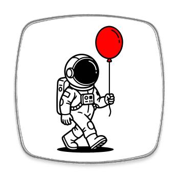 Astronaut mit Ballon - Viereckiger Kühlschrankmagnet - Weiß - Vorne