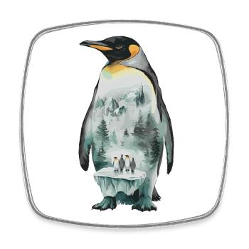 Pingouin avec motif paysager - Magnet carré - blanc - Devant