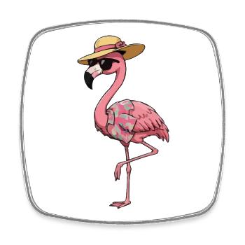 Hawaiian Flamingo Lounge - Viereckiger Kühlschrankmagnet - Weiß - Vorne