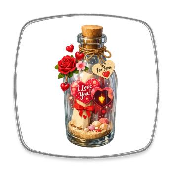 Message in a bottle Valentine's Enchantment - Square fridge magnet - white - Front
