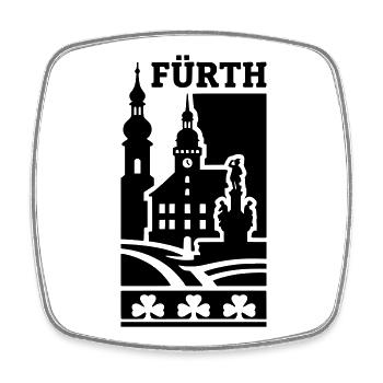 Fürth Silhouette Wahrzeichen - Viereckiger Kühlschrankmagnet - Weiß - Vorne