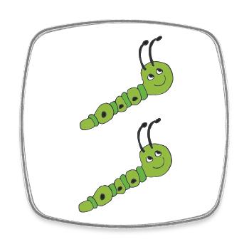 Dessin animé de chenille verte - Magnet carré - blanc - Devant