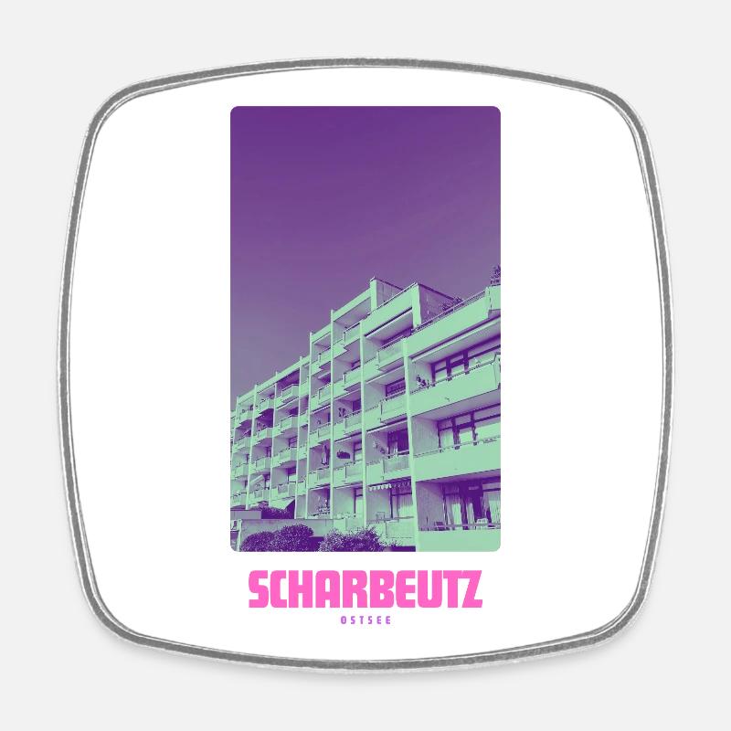 Scharbeutz Ostsee  - Viereckiger Kühlschrankmagnet - Weiß