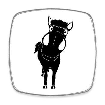 Close-up of a horse (black) - Square fridge magnet - white - Front