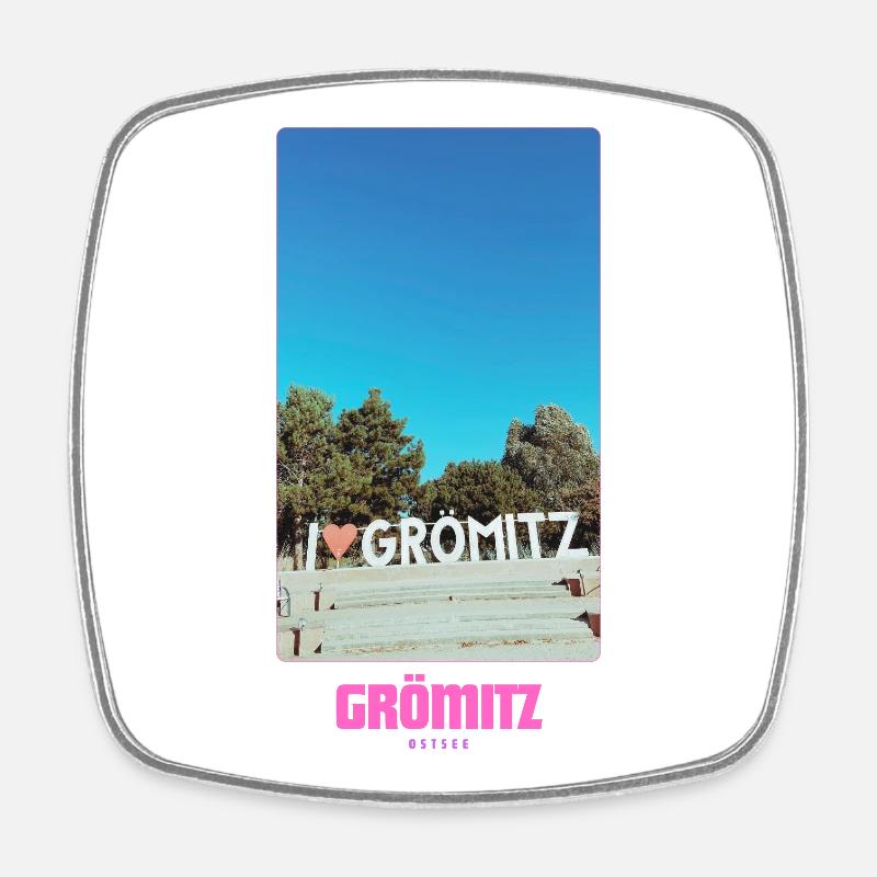 Grömitz _ Ostsee - Viereckiger Kühlschrankmagnet - Weiß
