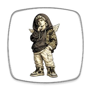 Anges en tenue urbaine avec des accents dorés - Magnet carré - blanc - Devant