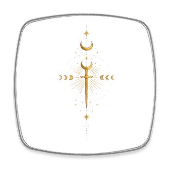 Golden Celestial Sword Emblem - Square fridge magnet - white - Front