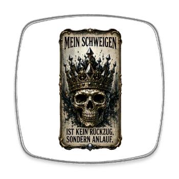 Mein Schweigen ist kein Rückzug, sondern Anlauf - Viereckiger Kühlschrankmagnet - Weiß - Vorne
