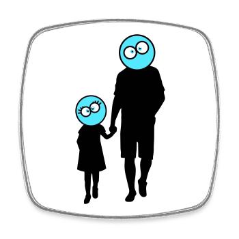 Family Silhouette Dear Children Parents Mom Dad - Square fridge magnet - white - Front