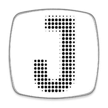 Buchstabe J – Punktmuster Initial Design - Viereckiger Kühlschrankmagnet - Weiß - Vorne