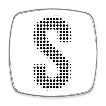 Buchstabe S – Punktmuster Initial Design - Viereckiger Kühlschrankmagnet - Weiß - Vorne