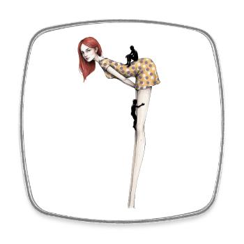 Femme Grande Grimpe Hommes Surréaliste - Magnet carré - blanc - Devant