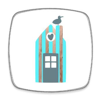 Beach House Stripe Seagull Baltic Sea North Sea Sea - Square fridge magnet - white - Front