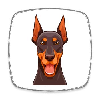 Doberman (comic portrait) - Square fridge magnet - white - Front