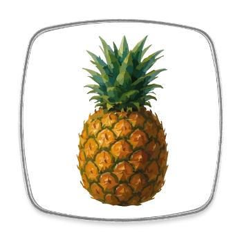 Aquarelle Ananas : Art des fruits tropicaux - Magnet carré - blanc - Devant
