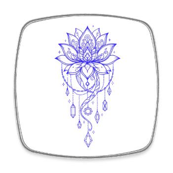 Spiritualité Géométrie Sacrée Fleur de Lotus Zen - Magnet carré - blanc - Devant