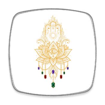 Spiritualité Géométrie Sacrée Fleur de Lotus Zen - Magnet carré - blanc - Devant