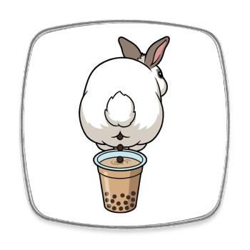 Bubble Tea Boba Drôle de Lapin mignon - Magnet carré - blanc - Devant