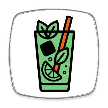 Icône du cocktail Mojito - Magnet carré - blanc - Devant