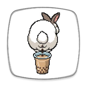Bubble Tea Boba Drôle de Lapin mignon - Magnet carré - blanc - Devant