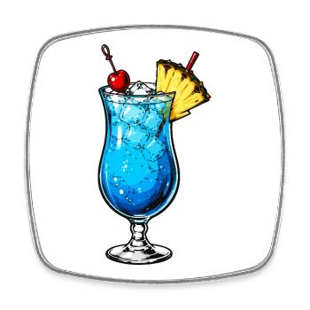 Motif de cocktail tropical bleu - Magnet carré - blanc - Devant