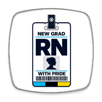 Carte d’insigne infirmier diplômé RN Queer Première fois - Magnet carré - blanc - Devant