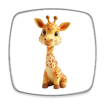 Illustration de girafe câline pour enfants - Magnet carré - blanc - Devant