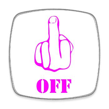 Pink Middlefinger Off. Fuck Off - Viereckiger Kühlschrankmagnet - Weiß - Vorne