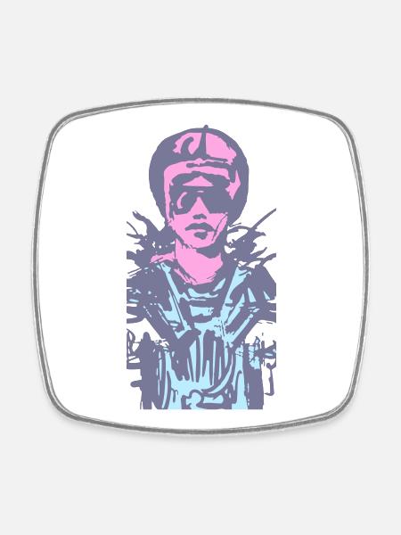 bikerlady - Square fridge magnet - white